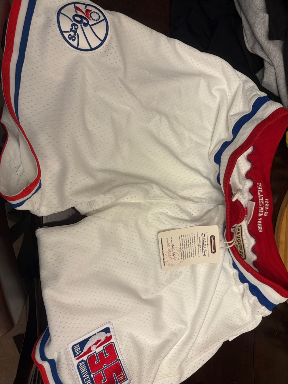 Mitchell and Ness White 76ers Basketball Jersey - 35th Anniversary